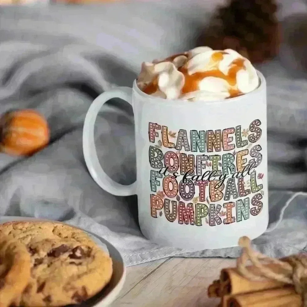 Fannel and bonfires mug 11oz with Bamboo Lids and Stainless Steel spoon - Picture 3 of 5